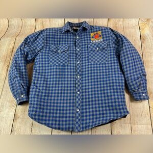 Vintage Ground Force Pearl Snap Quilted Flannel Jacket Manitoba Canada Lodge M